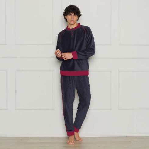 Pigiama uomo in coral con profili a contrasto Cippi 1664