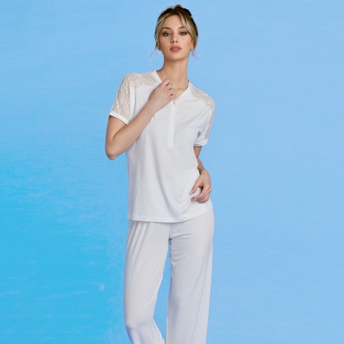 Pigiama donna scollo serafino cotone Lunatica 61149