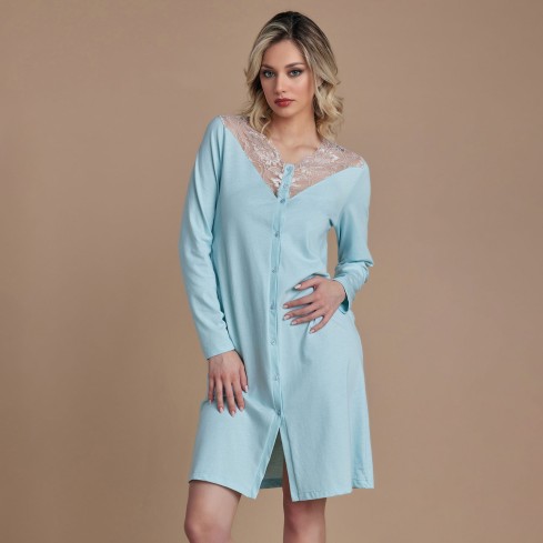 Camicia da notte abbottonatura frontale cotone Lunatica 61157