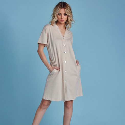 Camicia da notte scollo a v in cotone Lunatica 61173