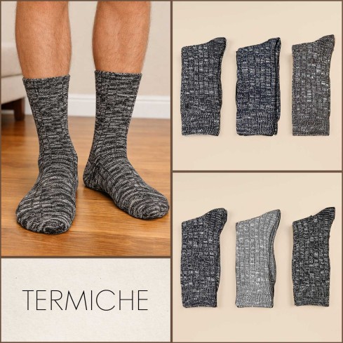 Calze caldo cotone corte meritex 309 T uomo invernali 3 paia