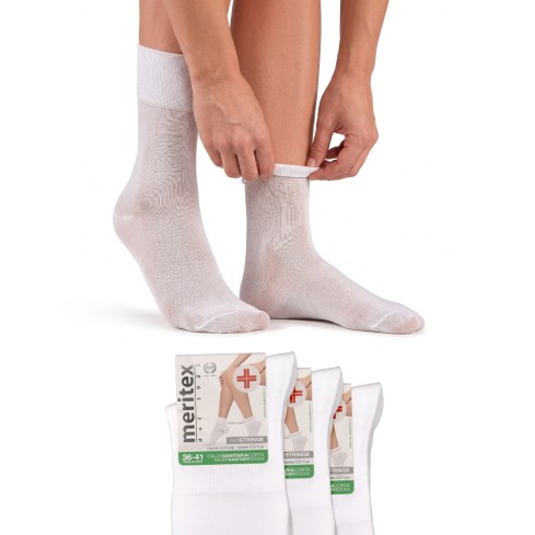 Calze sanitaria corta polsino morbido filo di scozia Meritex 5720 - 3 paia