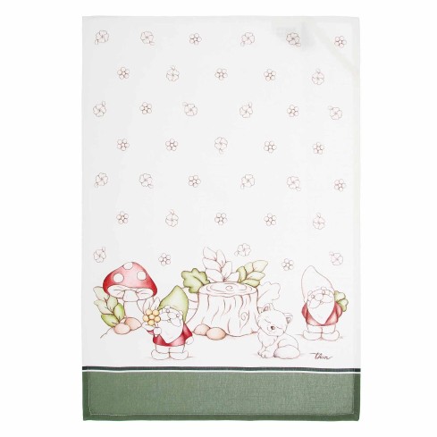 Set da cucina strofinacci a fantasia + cesto Thun 3 pezzi 