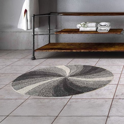 Tappeto arredo bagno disegno a raggiera tondo  antiscivolo Kaleido Zambaiti 