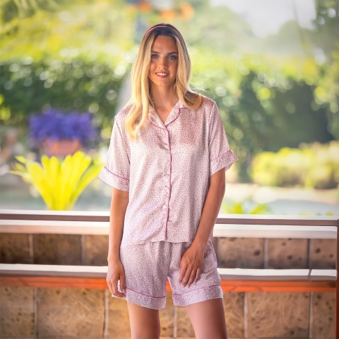 Pigiami donna in raso leopardato Irge IRC2668
