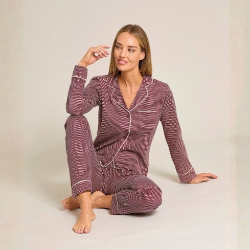 Pigiama donna caldo cotone maglia aperta Jadea 5290