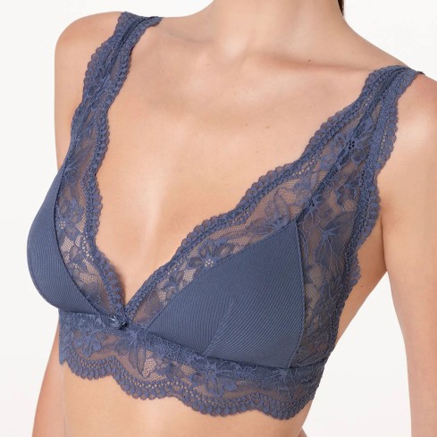 Bralette a triangolo senza ferretto in microfibra e pizzo Lovable L0EWR