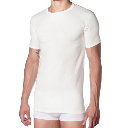 Maglia intima uomo lana e cotone mezza manica