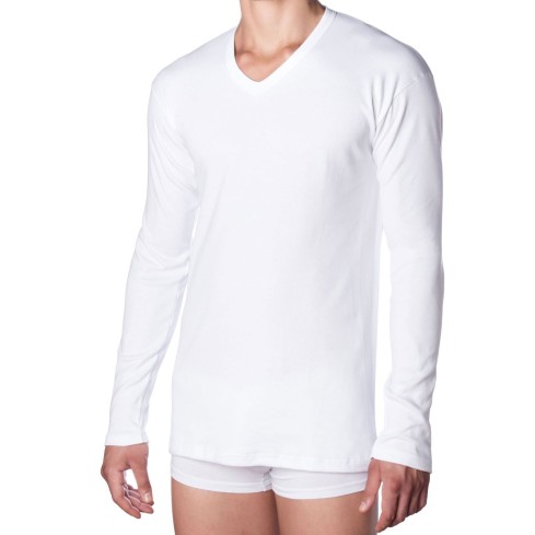 Maglia intima uomo manica lunga a punta in caldo cotone