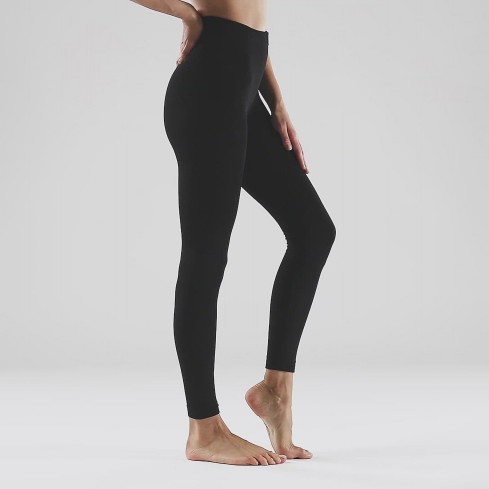 Leggings Pompea in micropile supercoprente caldissimo nero avanti