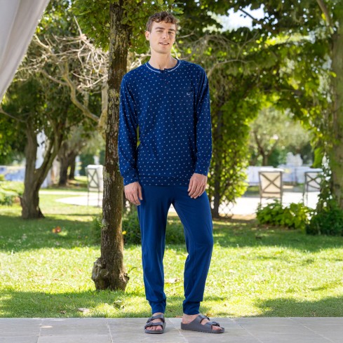 Pigiama uomo maglia a fantasia cotone leggero Irge MIL2651