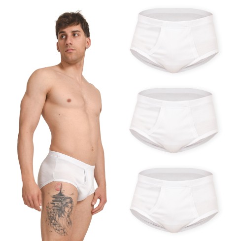 Slip uomo alto classico cotone con apertura 3 pz