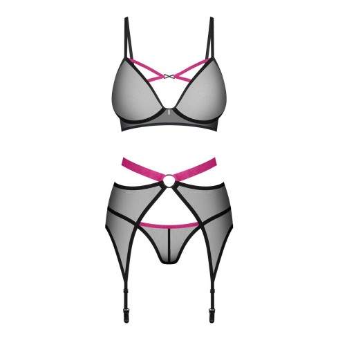 Coordinato reggiseno perizoma reggicalze Obsessive Novenes 3 pezzi