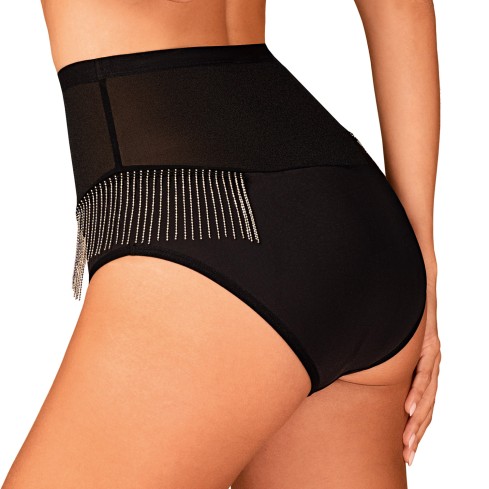 Slip vita alta sexy in rete con perline laterali Obsessive Milladis
