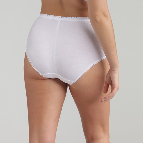 Slip donna midi Playtex P00BT in cotone elasticizzato e pizzo