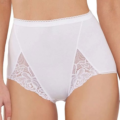 Slip donna maxi vita alta Playtex p00bu cotone e pizzo 