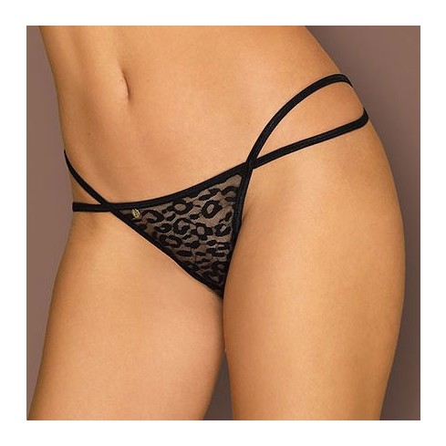 Sexy perizoma Obsessive Pantheria thong nero leopardato catene 