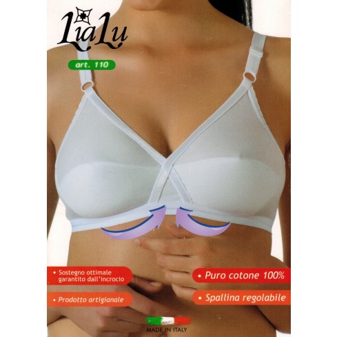 Reggiseno classico senza ferretto LiaLu 110 ad incrocio puro cotone 100% 