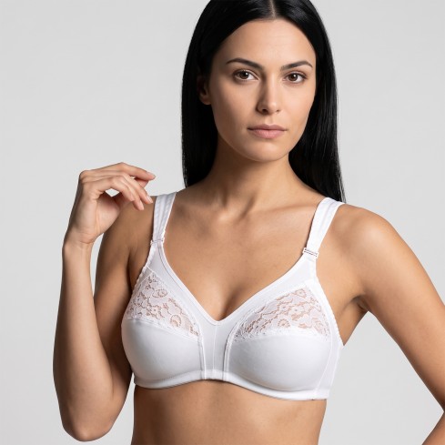 Reggiseno senza ferretto Gios 985 cotone e pizzo spalline larghe avanti