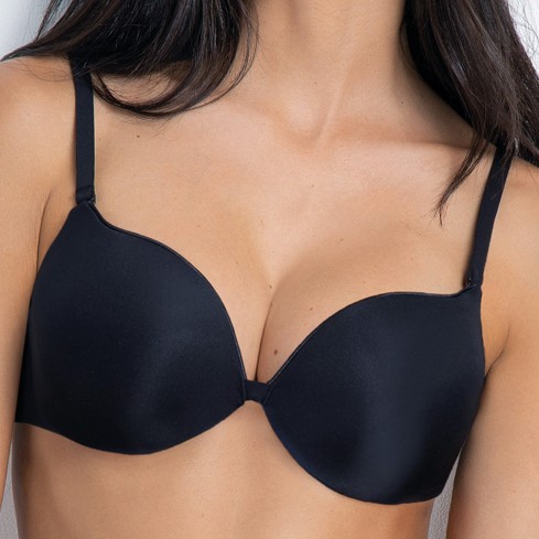 Reggiseno Sielei 1558 super push up double con ferretto fronte nero modella
