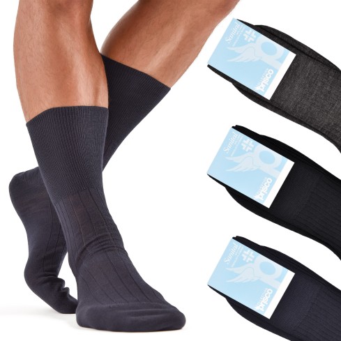 Calze corte uomo 50%lana sanitarie prisco coste larghe 3 paia