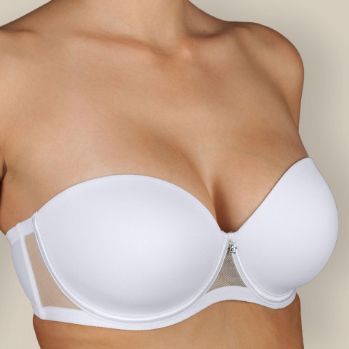 Reggiseno a fascia Selene Esmeralda con ferretto coppa C fronte bianco modella