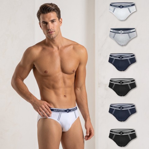 Slip uomo Navigare 314 in cotone elasticizzato 6 pezzi modello zoom