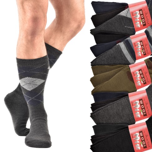 0 Calze uomo termiche 80% lana conf. da 3 paia 