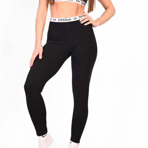 Leggings donna a vita alta con elastico loggato Superga D762