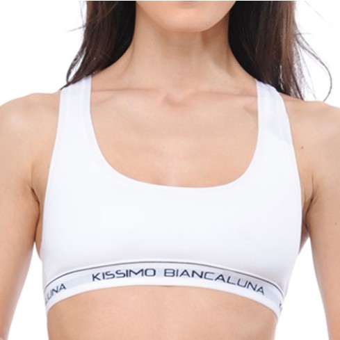 Top donna vogatore sportivo Biancaluna in cotone elasticizzato 