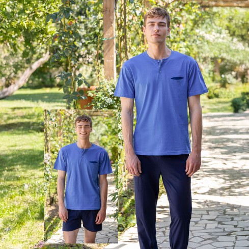 Pigiama uomo tris cotone pantalone lungo + pantaloncino Irge TU49