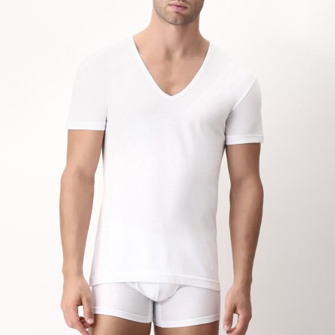 Maglia uomo Cagi 5326 mezza manica scollo profondo a V in cotone