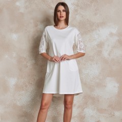 Abitino con maniche in pizzo 100%  cotone Lunatica 51143