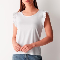 Maglia Donna 100% Cotone con riccietti sulle maniche Cotonella ADB77