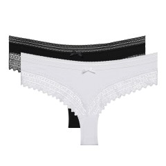 Slip short donna Dim D042K cotone e pizzo 2 pz