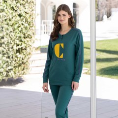 Pigiama donna serafino manica lunga caldo cotone El Charro ELP51