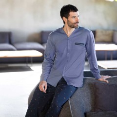 Pigiama uomo maglia aperta caldo cotone Irge MII2499