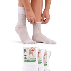 Calze sanitaria corta polsino morbido filo di scozia Meritex 5720 - 3 paia
