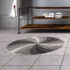 Tappeto arredo bagno disegno a raggiera tondo antiscivolo Kaleido Zambaiti