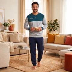 Pigiama uomo scollo serafino caldo cotone Kappa KMW26541