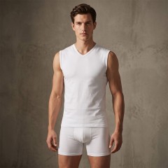 Maglia Rossoporpora CU005 smanicato a V in cotone 3 pz