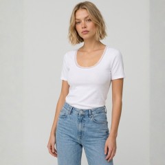 Maglia donna maniche corte thermo cotton pizzo Ragno DM44A7