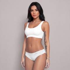 Slip brasiliana Lovelygirl 8308 in cotone elasticizzato e pizzo 3 pezzi
